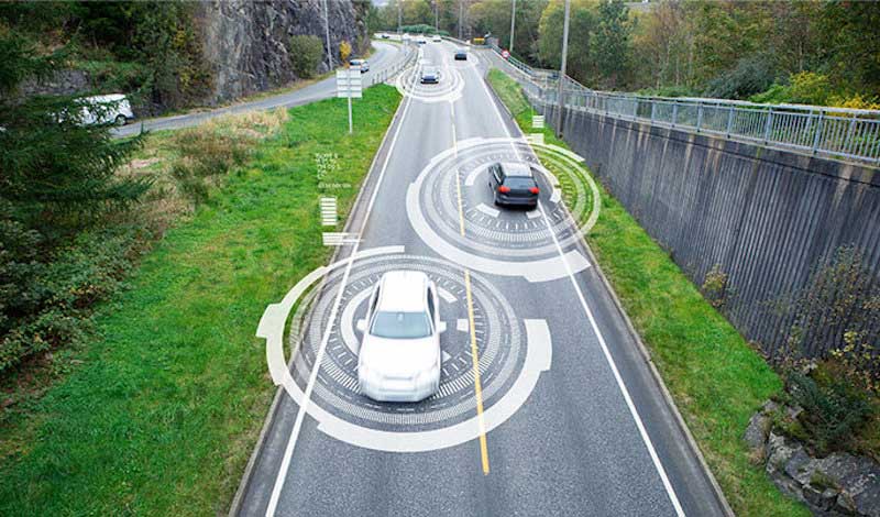 autonomous vehicles driving down a highway