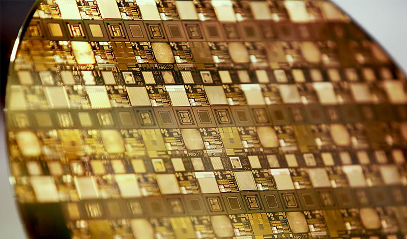 Close up image of a silicon wafer